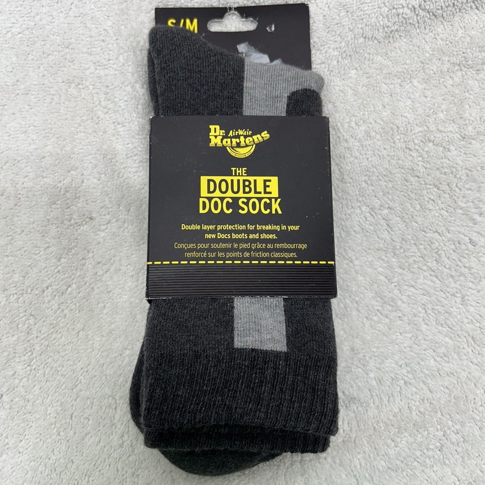 Dr Martens Mens Size S/M Black The Double Doc Crew Socks